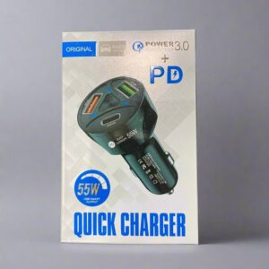 55W Fast Car Charger with QC 3.0 + PD (Multi‑Port)